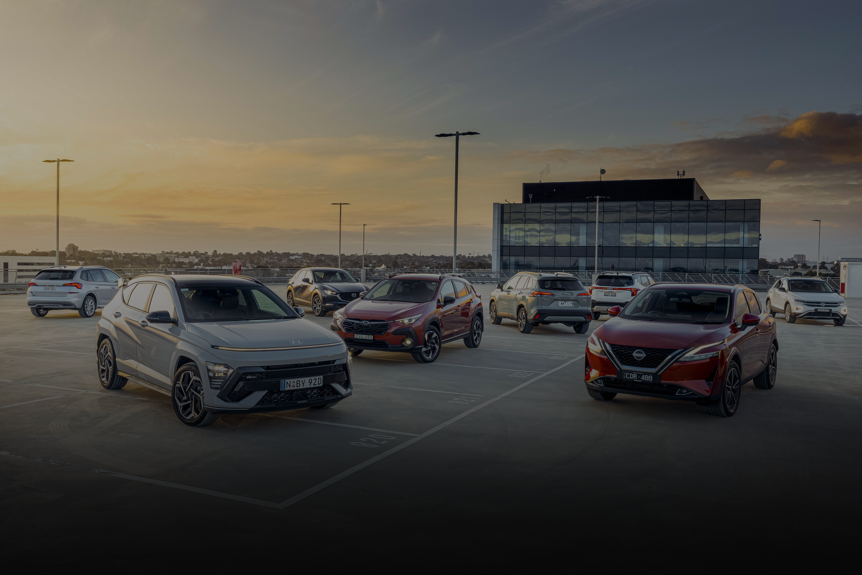 e50342fc/2023 small suv test group volkswagen t roc subaru crosstrek hyundai kona nissan qashqai skoda kamiq toyota corolla cross kia seltos mazda cx 30 6 abrook dark png
